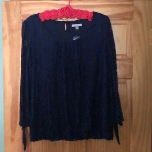 Women’s Lined Lace Blouse. Blouson waist. NWT